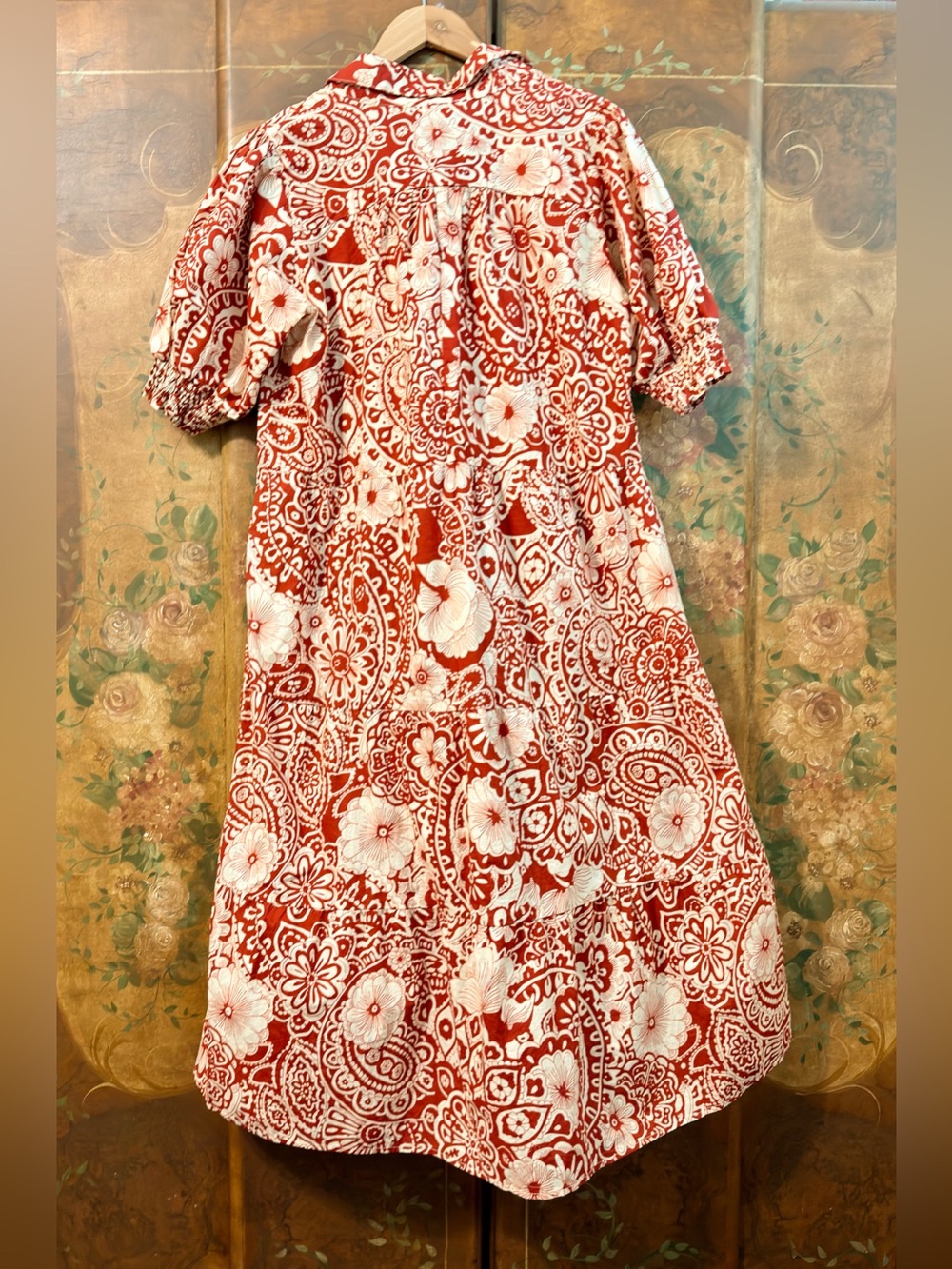 Umgee Red & Cream Floral Tiered Maxi Dress - Picture 2 of 4